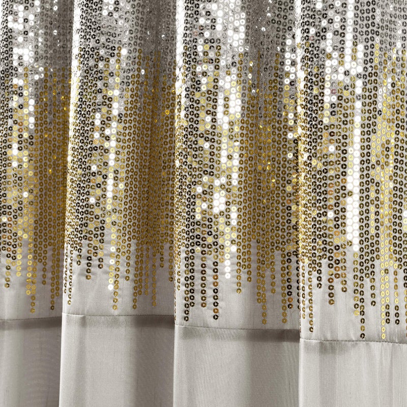 Lush Decor Night Sky Window Curtain Panel, Single 42"W x 84"L Yellow & Gray - Sequin Backdrop Curtain - Room Darkening Curtains For Bedroom - Glam Decor - Image 3